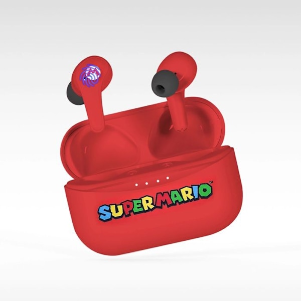 OTL Technologies trådlösa Bluetooth V5.0 hörlurar för barn Super Mario med röd laddningsbox. Färg