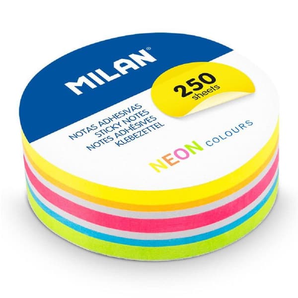 Bloc noter - Post-it - Fästmärken - Runda - Neonfärger - 6,7cm diameter - Milan Neon