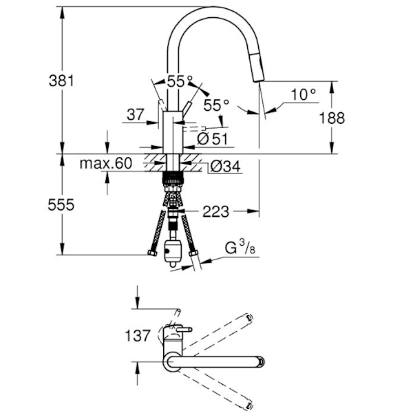 GROHE Concetto Engrepps diskbänksblandare 31483DC2