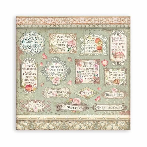 Set med 10 ark scrapbookingpapper 'Casa Granada' från Stamperia (30,5x30,5 cm)