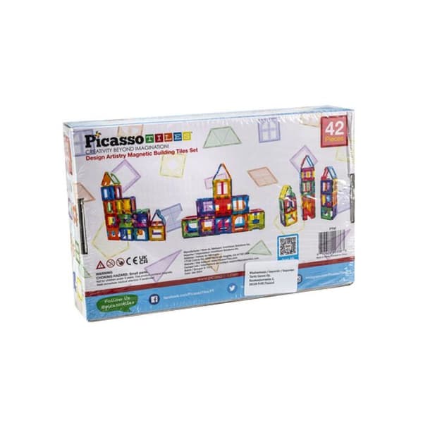 PICASSOTILES 42-DELAR MAGNETISKT BYGGBLOCKSSET P