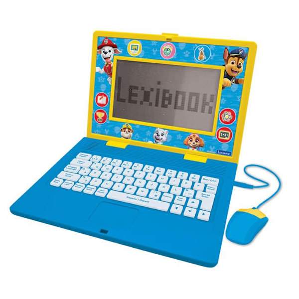 Paw Patrol tvåspråkig pedagogisk talande bärbar dator med 170 aktiviteter (85 på varje språk) stor 6,7” skärm per år Blå/gul