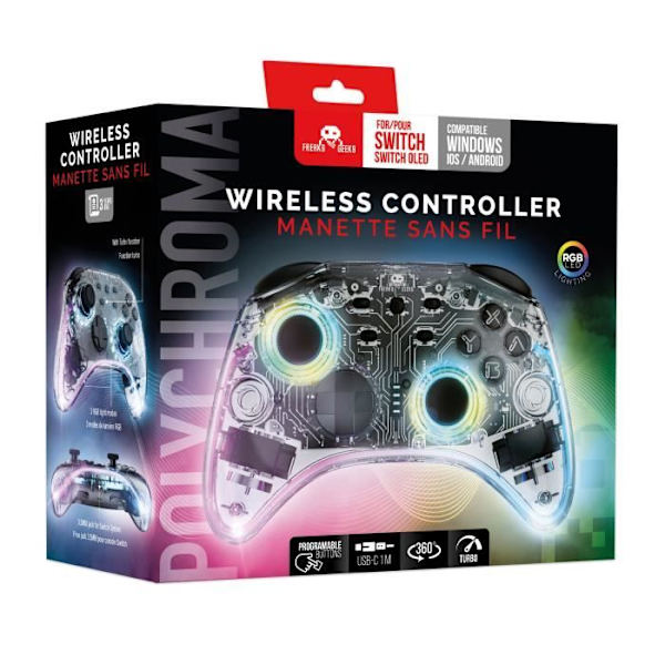 Trådlös kontroll för Nintendo Switch - Transparent LED - 1M kabel transparent_färg