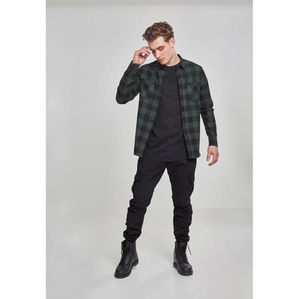 Urban Classic basic flanellskjorta svart/grön skog jag
