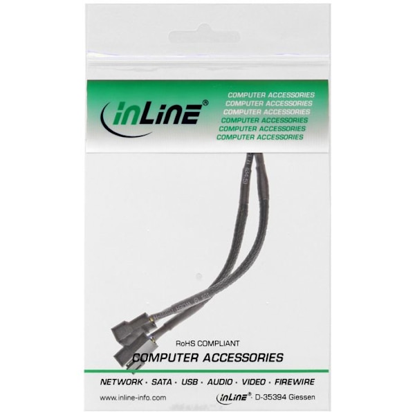 InLine Y-kabel 4-polig PWM-fläktströmfördelare (M) för 2 x 4-polig PWM (F) 15 cm svart