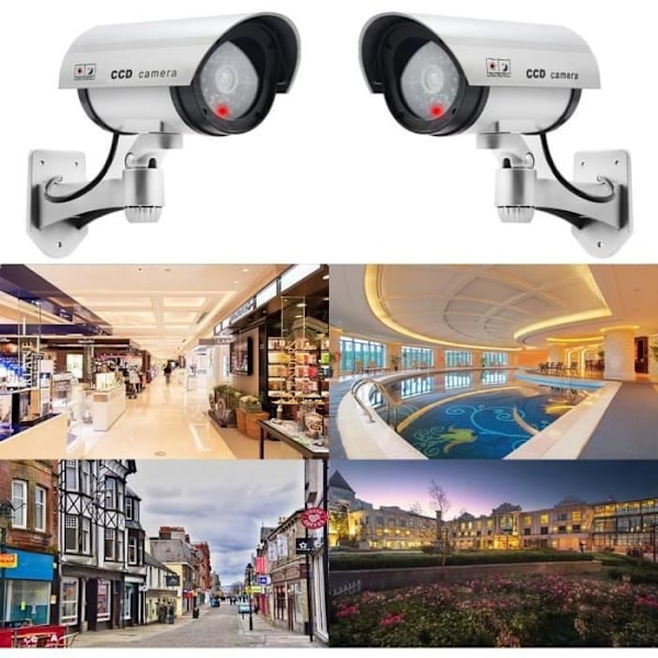 Falsk övervakningskamera - ERWEY - Silver - Blinkande röd LED - Justerbar 360 grader - ABS-plast Pengar