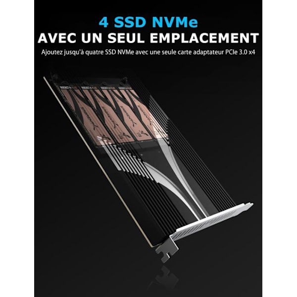 Sabrent Controller Card - EC-P3X4 - 4-Drive NVMe M.2 SSD till PCIe 3.0 x4 Adapter Card [PC-P3X4]