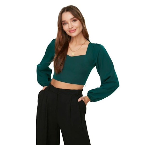 Blus - blus - skjorta Trendyol - TWOSS21BZ0236 - Green Crop Blus Dam Grön 42