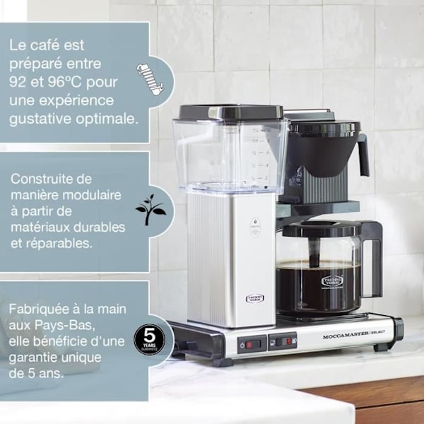Filterkaffebryggare - Moccamaster - KBG Select - 1.25 L - Matt Vit - Automatisk Stopp