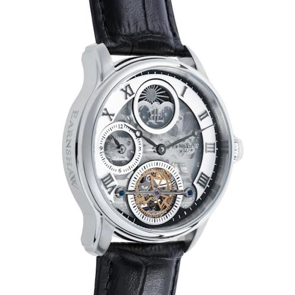 Thomas Earnshaw Longitude Shadow ES-8063-01 Automatisk herrklocka med öppen mekanism Silverurtavla och läderrem Silver