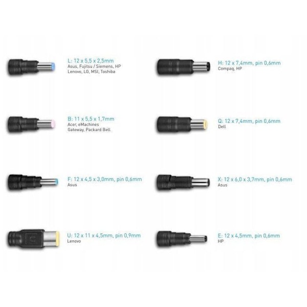 Avacom QuickTIP 250 W universell adapter för professionella bärbara datorer + 8 kontakter