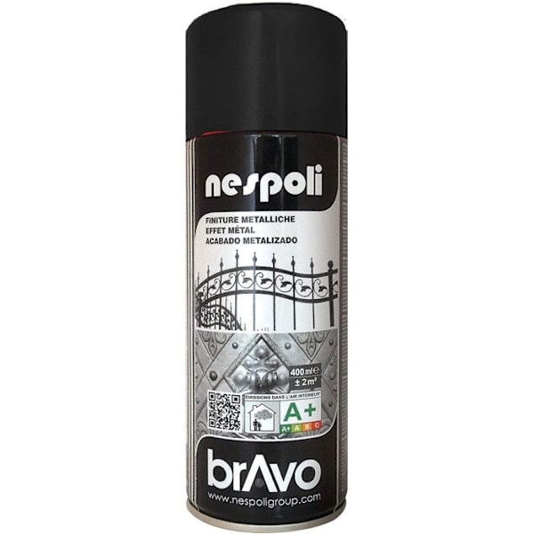 Sprayfärg - NESPOLI - Metallic Black - 400 ml - Snabbtorkande - Blank Svart