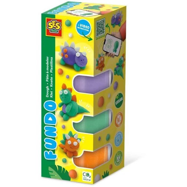 FunDo modelllera - Dinosaurier (3x90gr-1x40gr) - SES CREATIVE - Interaktiv för små barn. Flerfärgad