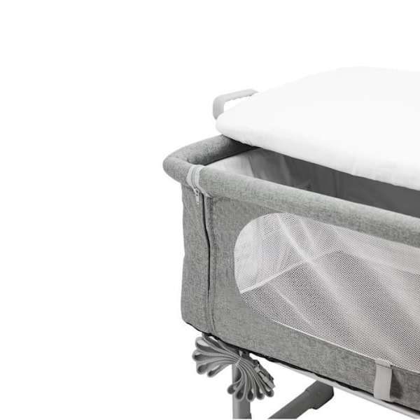 Samsovande babysäng NANIA DODI - 2-i-1 extrasäng - Ultrabekväm madrass 4 cm tjock - L 80 x B 42 cm Grå