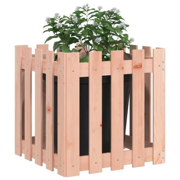 vidaXL planteringskar med staketdesign 50x50x50 cm Solid Douglas 832455