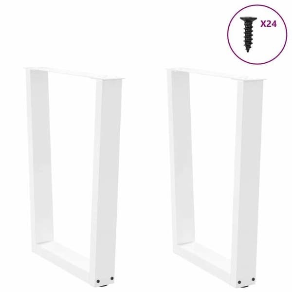 vidaXL V-formade matbordsben, 2 stycken, vit, 60 x (72-73,3) cm, stål 4012641