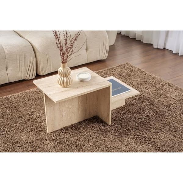 Soffbord - HARMONY - Rektangulär - Travertineffekt - 80 x 40 x 40 cm Travertin