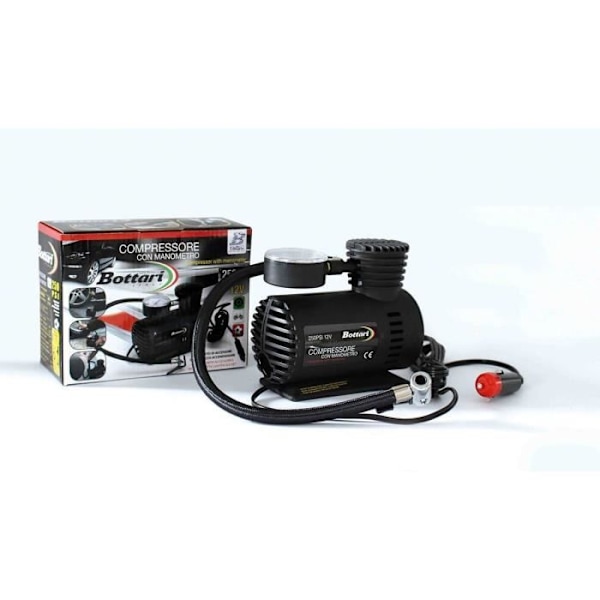 Kompressor stark 12 V - 250 psi 17 atm med manometer och cigarettändaranslutning