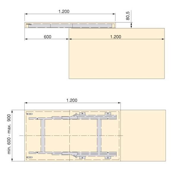 Emuca Slide for Twice Top skjutbord, mattanodiserad, aluminium