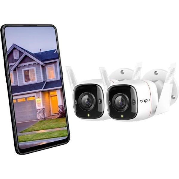 TP-Link Tapo C310P2 3MP WiFi Utomhuskamera IP66 med Nattseende, Rörelsedetektering och Larmfunktion