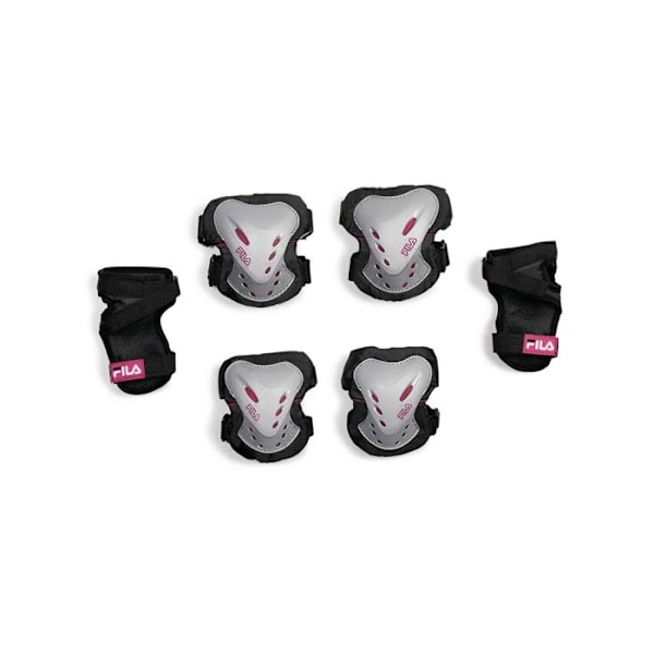 Knäskydd - Fila - FP - Pack om 3 - Silver/ svart/ Magenta - Tjejroller anrgent/svart/magenta M