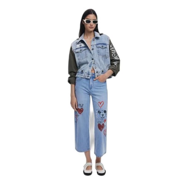 Jeansjacka dam Desigual Mickey - blå/grön Blå grön S