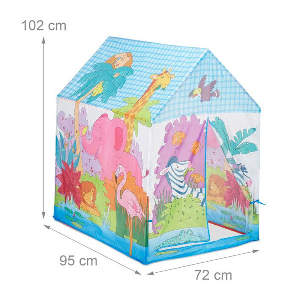 Relaxdays Jungle Lektält för barn, Safari barntält, Djur, Färgglatt 3 år Tyg HxBxD: 102 x 72 x 95 cm, Färgad Färgad