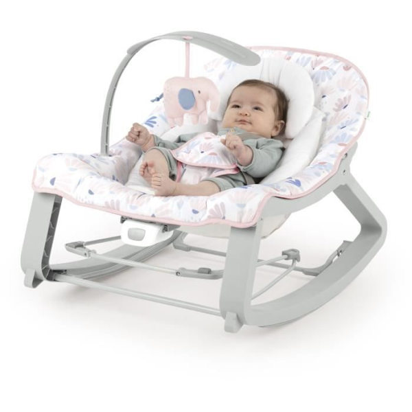 INGENUITY Bouncer Keep Cozy - 3 i 1 - 53 x 65 x 51 cm - Grå och rosa - Från födseln rosa