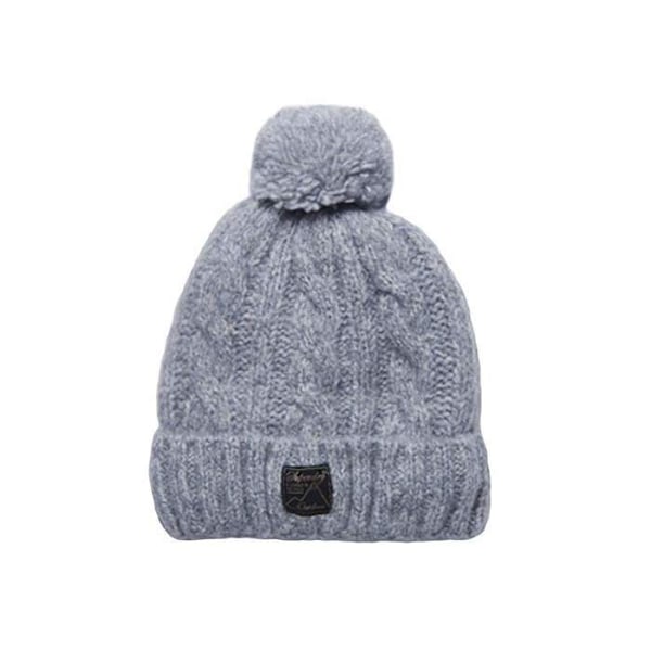 Mössa - Superdry - Tvinnad - Mellangrå tweed - Sherpa-foder - Klassisk pompon Medelgrå ljung