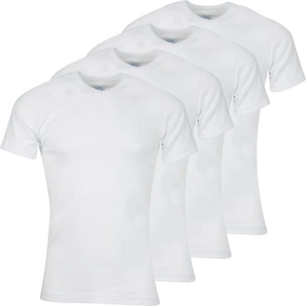 Vit T-shirt med V-ringad ekologisk bomull för män - ATHENA - 4-pack - XL