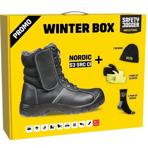 Vinterbox Säkerhetssko i läder med varm foder Safety Jogger NORDIC S3 SRC CI - Svart Svart 43