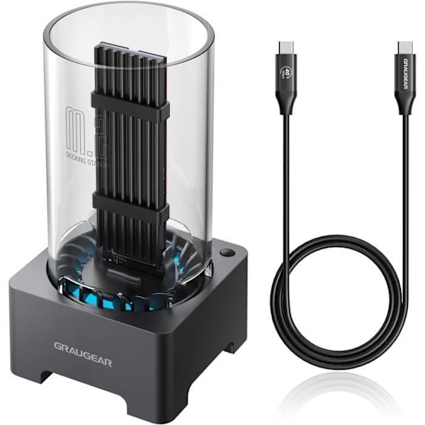 SSD M.2 NVMe dockningsstation - GRAUGEAR - USB 4.0 - 40 Gbit/s - Kylfläkt - Svart