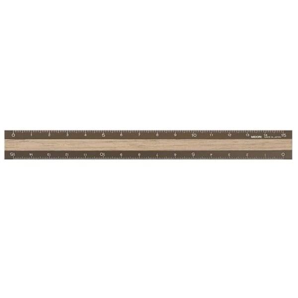 Japan import linjal 15cm, brunt trä