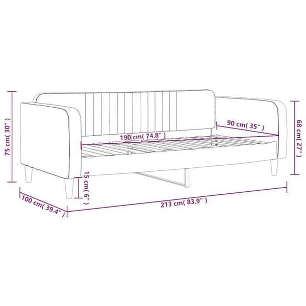 vidaXL Mörkgrå Sängsoffa 90x190 cm Sammet 354100