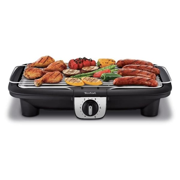 TEFAL EasyGrill XXL Elgrill på ben, Stor yta, Justerbar termostat, Samtidig tillagning, BG921812 Svart