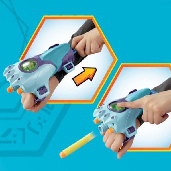 Nerf Cyber-Sleeve Combat Blaster med 3 Nerf Dart och Cyber Sword, Interactive Dress Up Toy, Transformers EarthSpark Flerfärgad