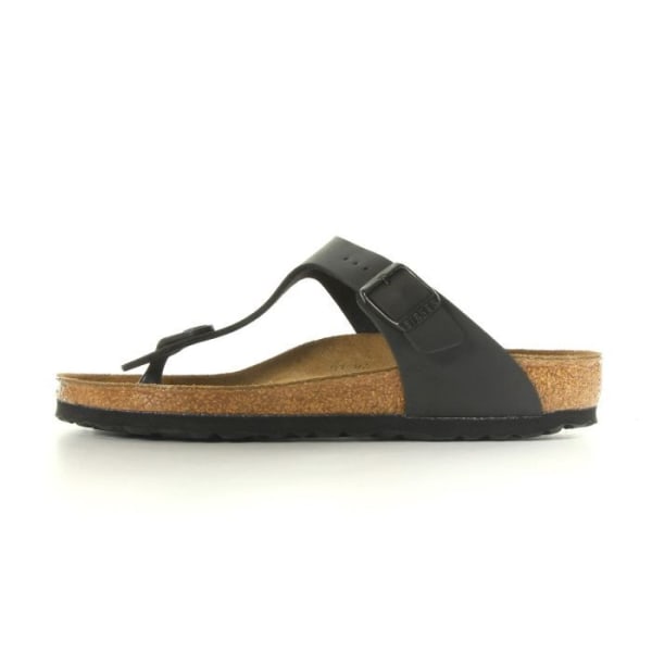 Svarta Birkenstock Gizeh-sandaler för dam i läder med justerbart spänne och Birkenstock-sula Svart 37