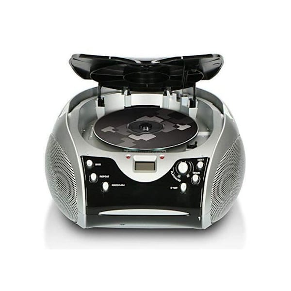 Lenco SCD-24 Bärbar Stereo Boombox med programmerbar CD-spelare och FM-radio, svart