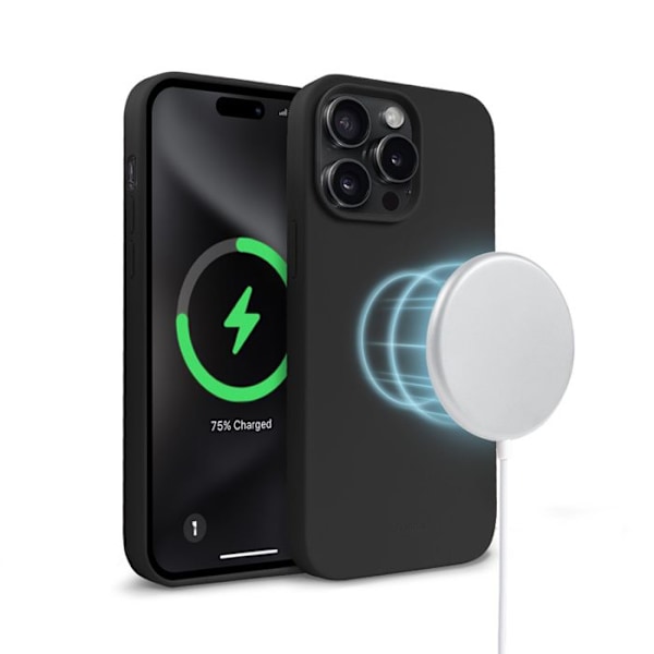 Telefoncase - Crong - iPhone 15 Pro Max - Svart - Mjuk - MagSafe Svart