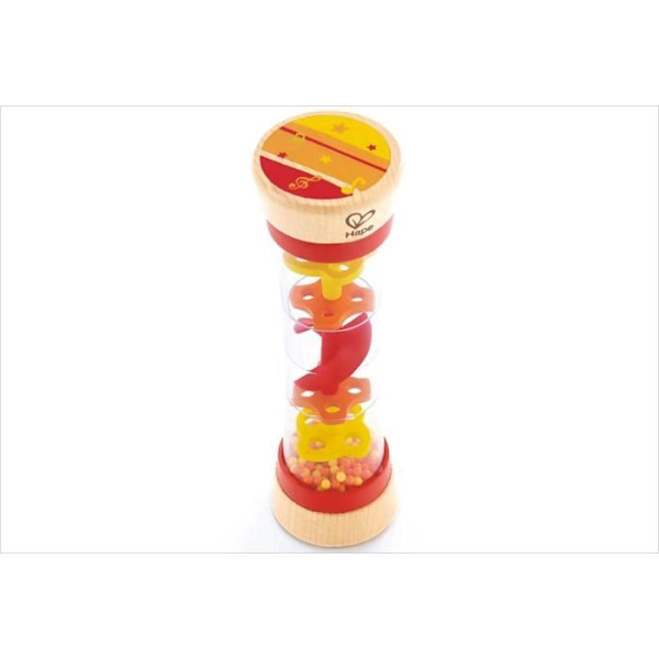 Hape - Trämusikalisk leksak för tidig inlärning - Red Rain Stick Orange