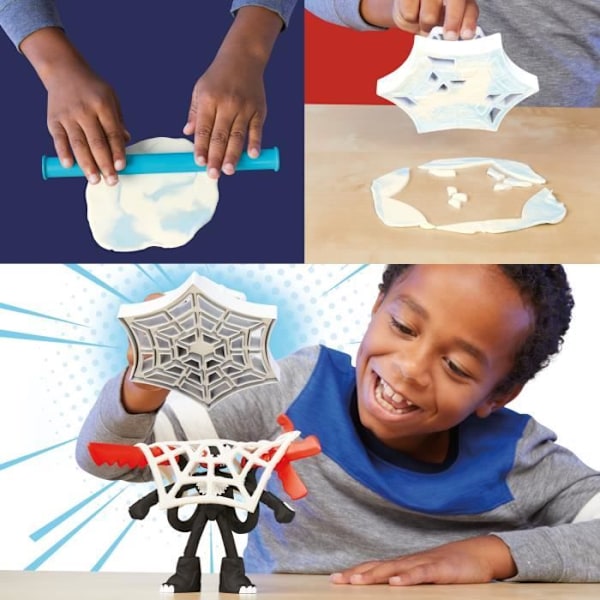 Play-Doh Spider-Man, Sharp Attack-set med 2 flexibla figurer, 7 tillbehör och modelllera, från 4 år, Marvel Flerfärgad