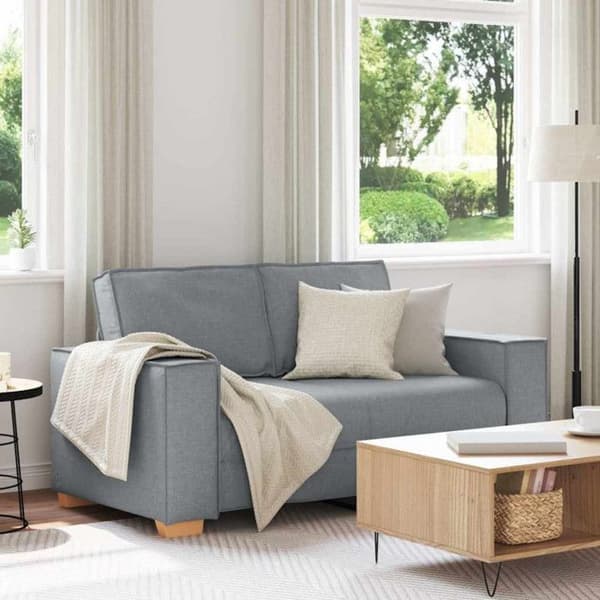 Soffa 2 platser Ljusgrå 120 cm Tyg