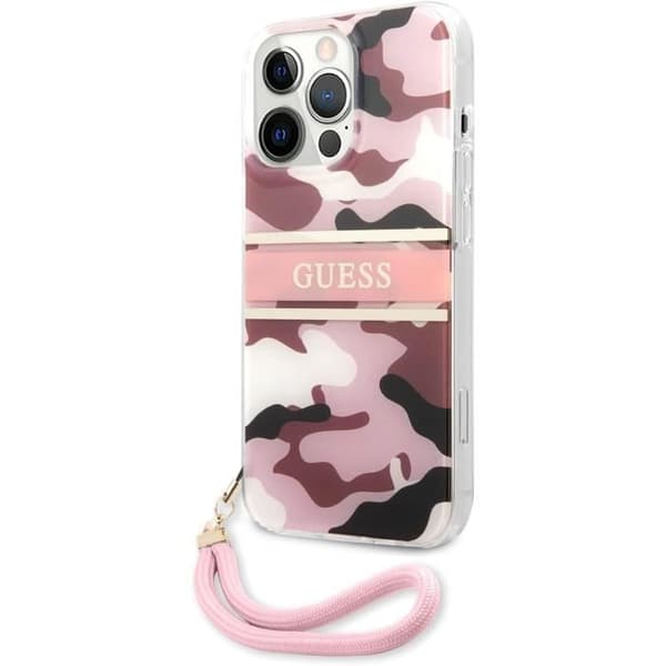Hårdskal - Guess - iPhone 13 Pro Max - Rosa Camo - Stötskydd - Elegant Ros