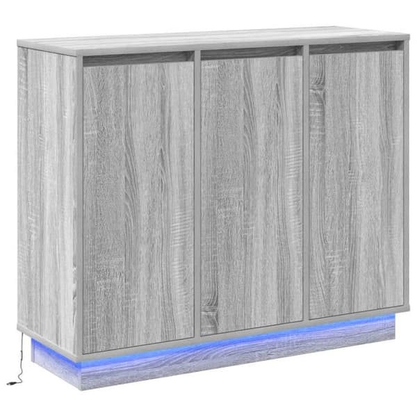 Grå Sonoma skänk 90x32x75 cm med LED i ingenjörsträ