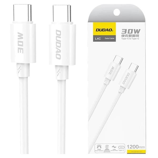 USB-C-kabel - DUDAO - L4C - 30 W - 1,2 m - Vit Vit