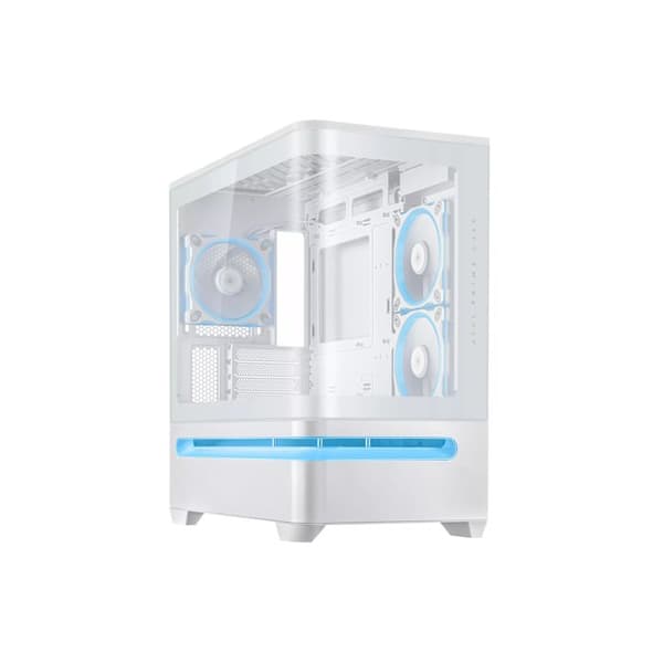PC-chassi - ASUS - Prime AP202 TG ARGB - Vit - Micro-ATX - 3 förinstallerade ARGB-fläktar