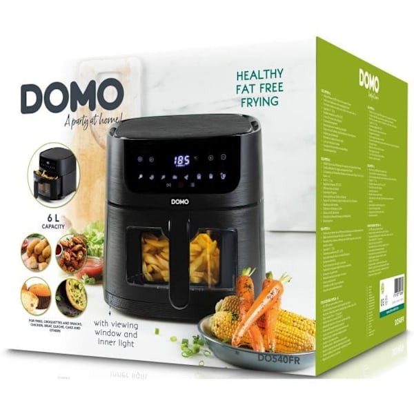 Varmluftsfritös - DOMO - DO540FR - 6L - Digital skärm - 8 program - Deli-Fryer Svart