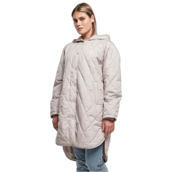 Jacka - URBAN CLASSICS - Parkas med huva - Diamantmönstrad vaddering - Lång rygg - Sidofickor Grå S