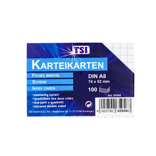 Blocknot - block av linjerad papper Tsi, A8-format, 100-rutigt - 5-pack, vit