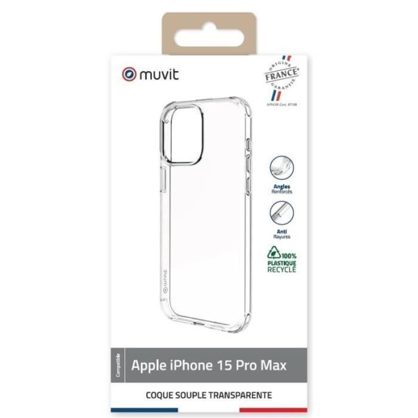 Fodral till iPhone 15 Pro Max Återvunnet Mjukt Stötsäkert Muvit Transparent